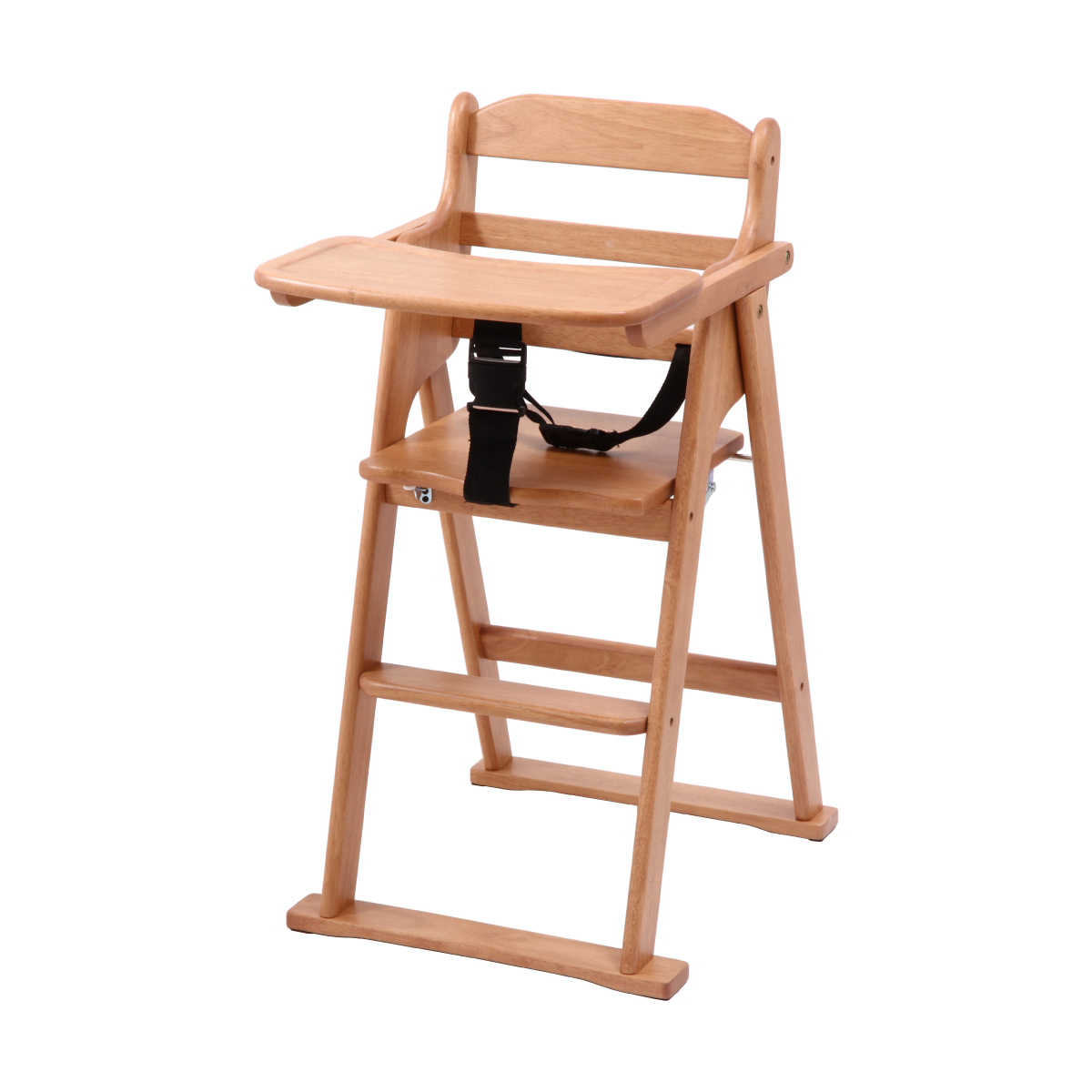 天然木折りたたみベビーチェア キッズチェア テーブル付き ベルト付き
