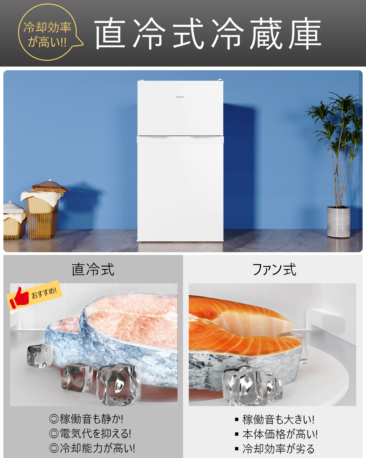 SAMKYO ＼超PayPay祭☆64%off☆39900円→24990円！／SAMKYO 冷蔵庫 95L