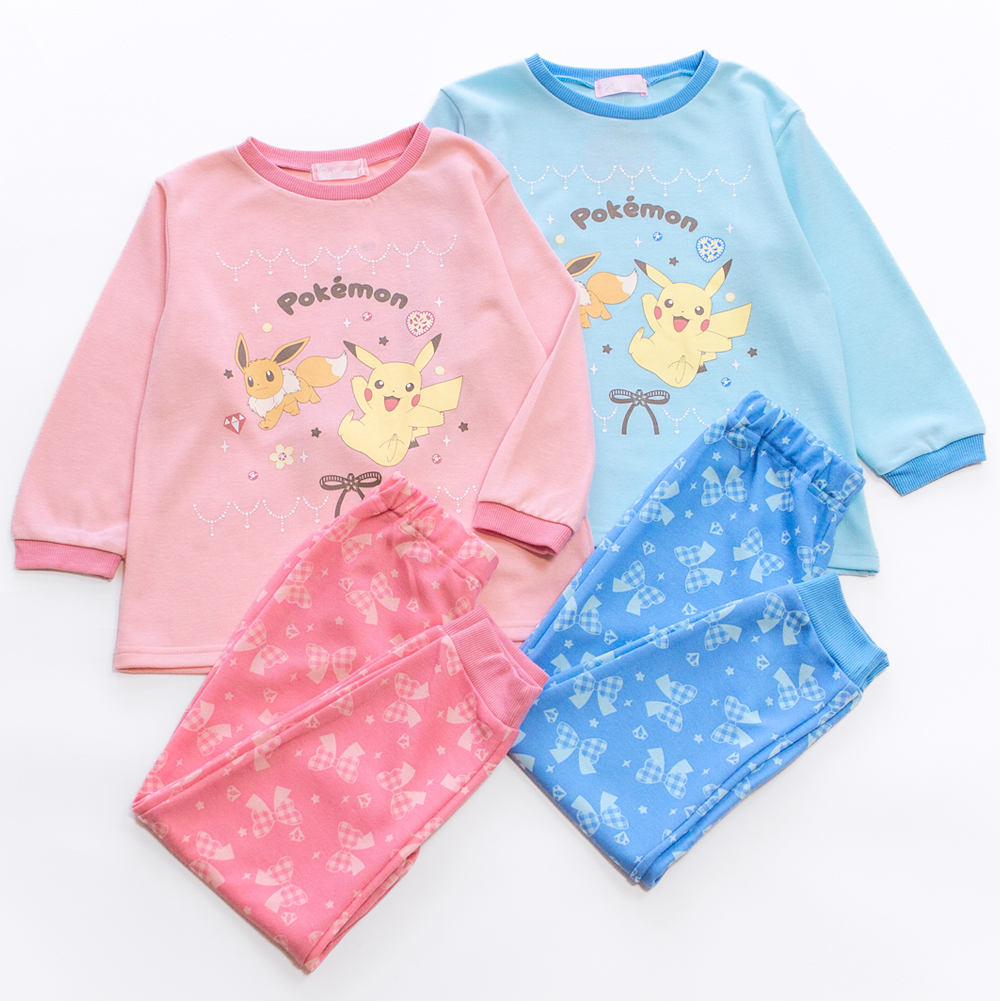 ポケモン パジャマ ガールズ 長袖 スウェット セットアップ サックス