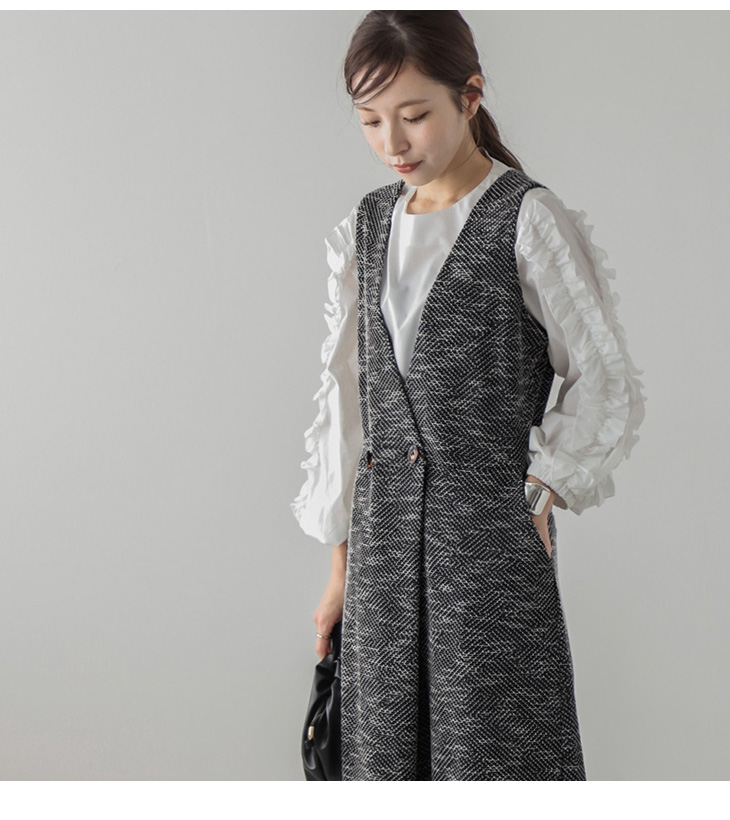 ツイードオールインワン Vネック上品 レディース 2025春夏新作