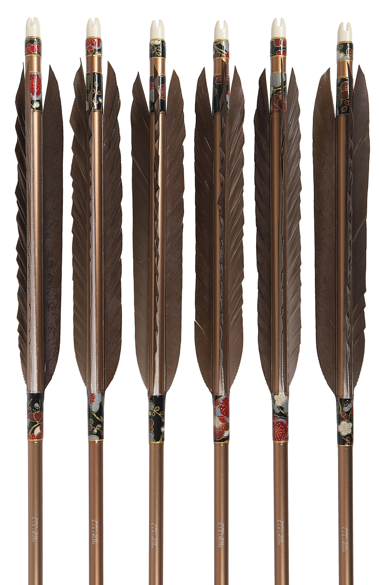 1913シャフト 黒手羽 6種類 6本組 イーストン 黒 茶 シャフト 推奨弓力