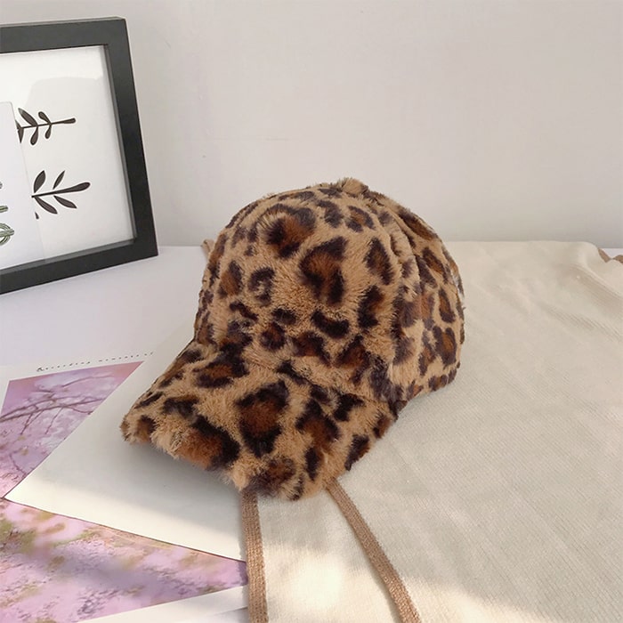 キャップ レディース 深め 秋冬 レオパード アニマル ヒョウ柄 ファー