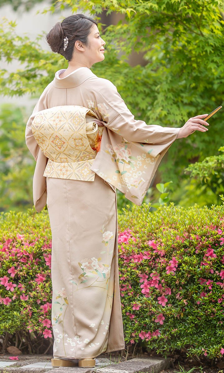 レンタル フルセット 高級正絹 訪問着 HO-MI087 桜色 夾竹桃 桜 結婚式