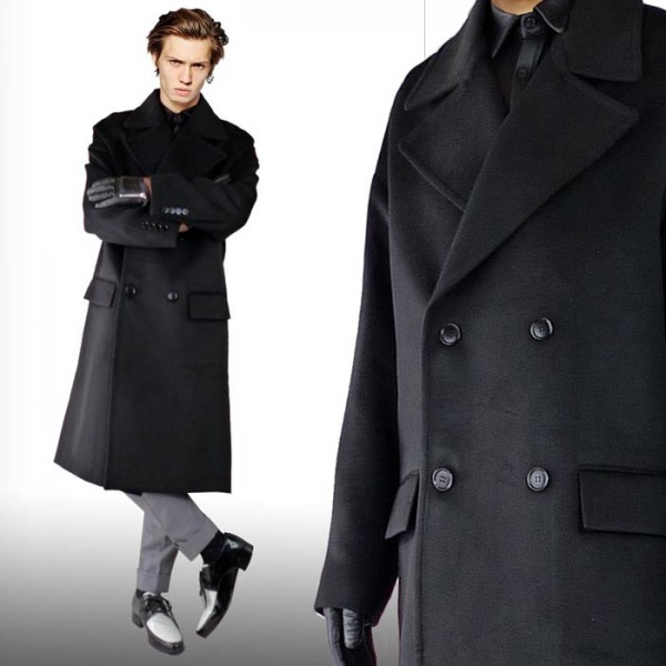 ウールコート ダブルコート/ロングコート ブラック ウール ロング