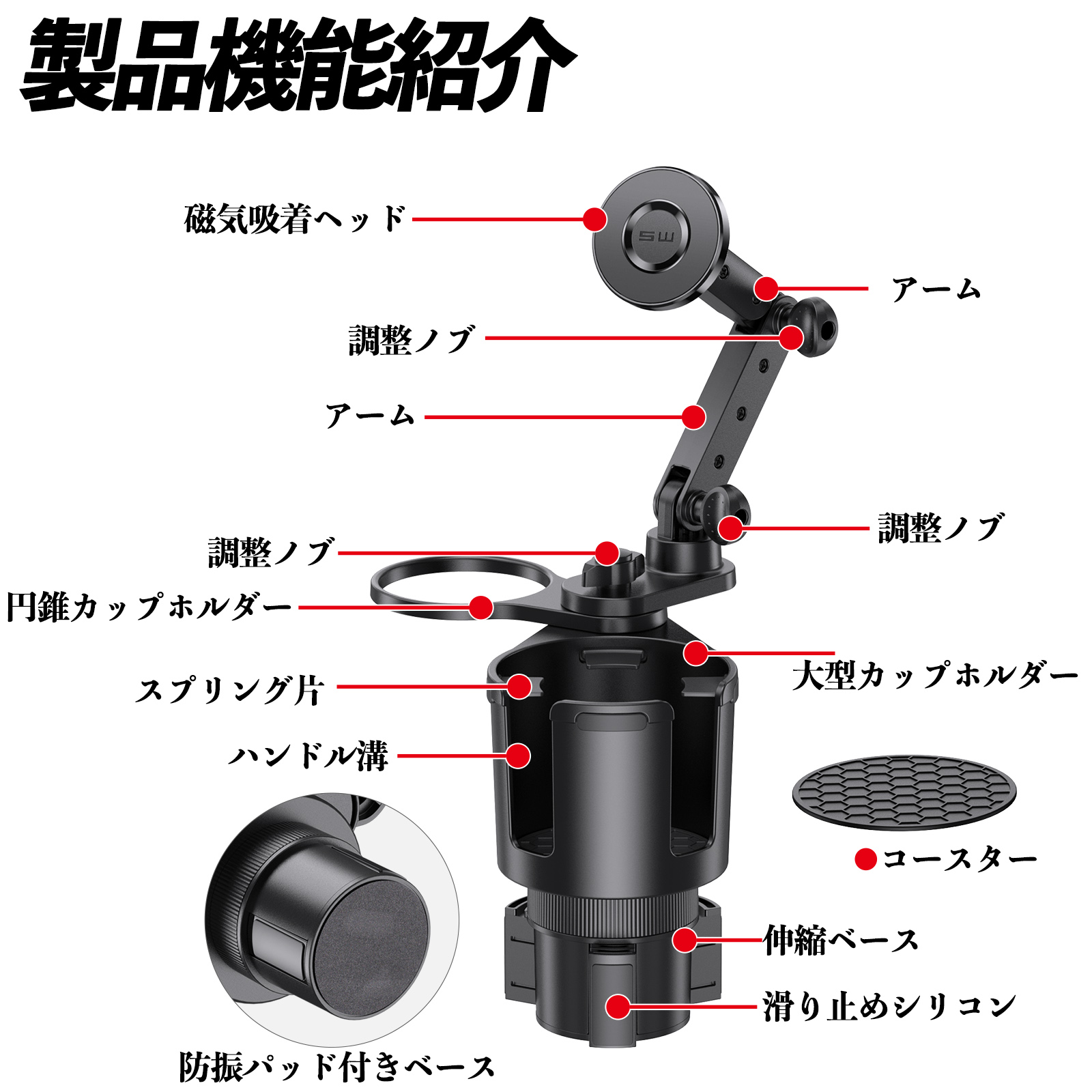 トヨタ ランドクルーザー 250系 車用 ドリンクホルダー スマホホルダー