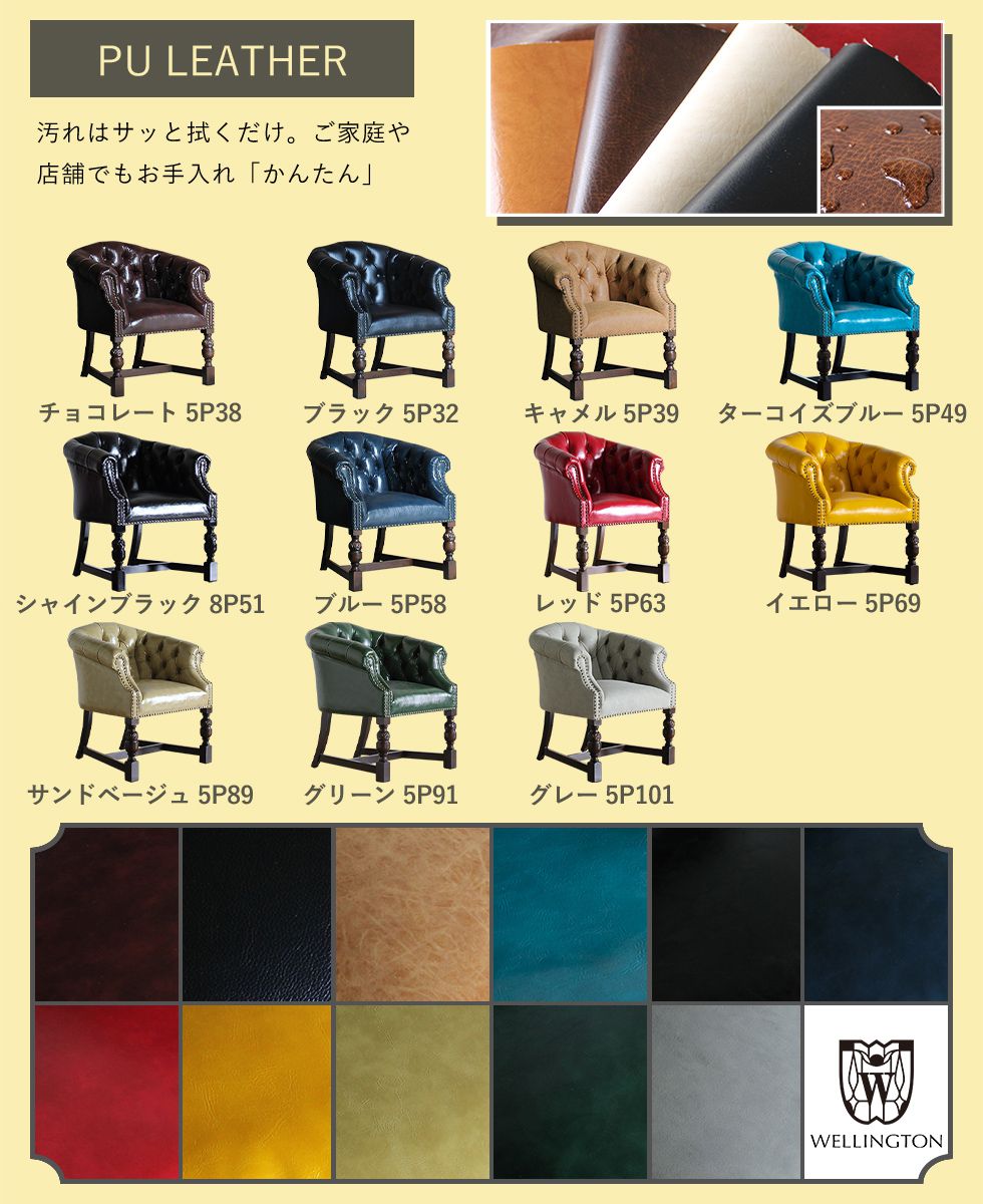 チェスターフィールド ラウンジチェア アンティーク PUレザー 男前