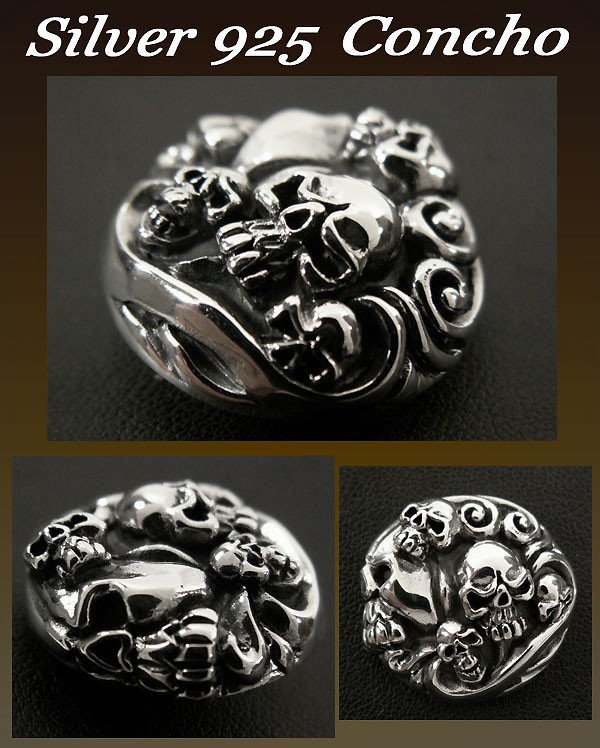 シルバーコンチョ スカルコンチョ ねじ式 髑髏 ドクロ シルバー925