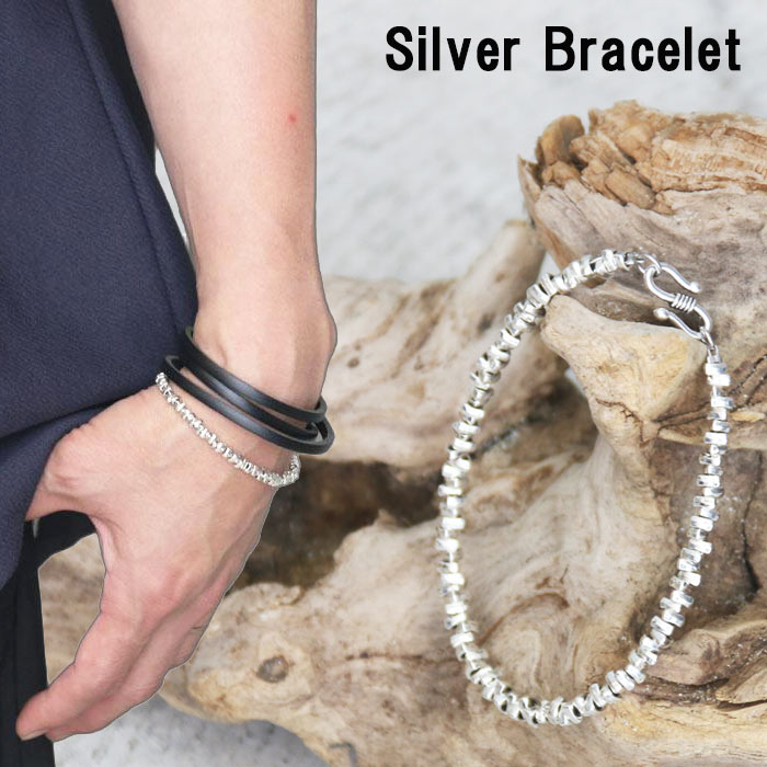 シルバーブレスレット メンズ [M便 1/1] ブレスレット 本 腕輪