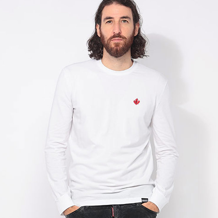 DSQUARED2（ディースクエアード） ロゴ刺繍 クルーネック 長袖 T