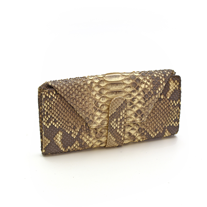 パイソン かぶせ 長財布 マット ギャルソン財布 本革 レザー 母