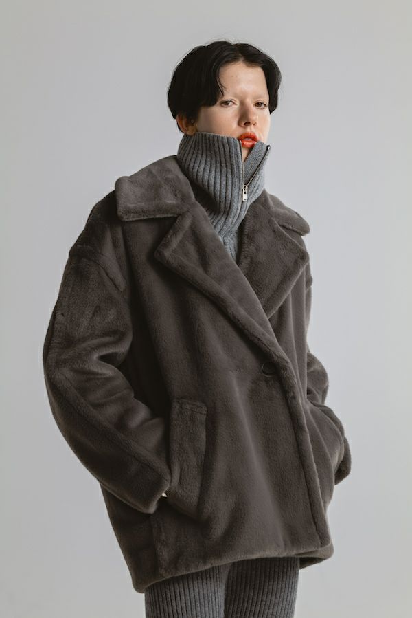 CINOH - BOA MIDDLE COAT / ボアミドルコート (グレー) | Sir online