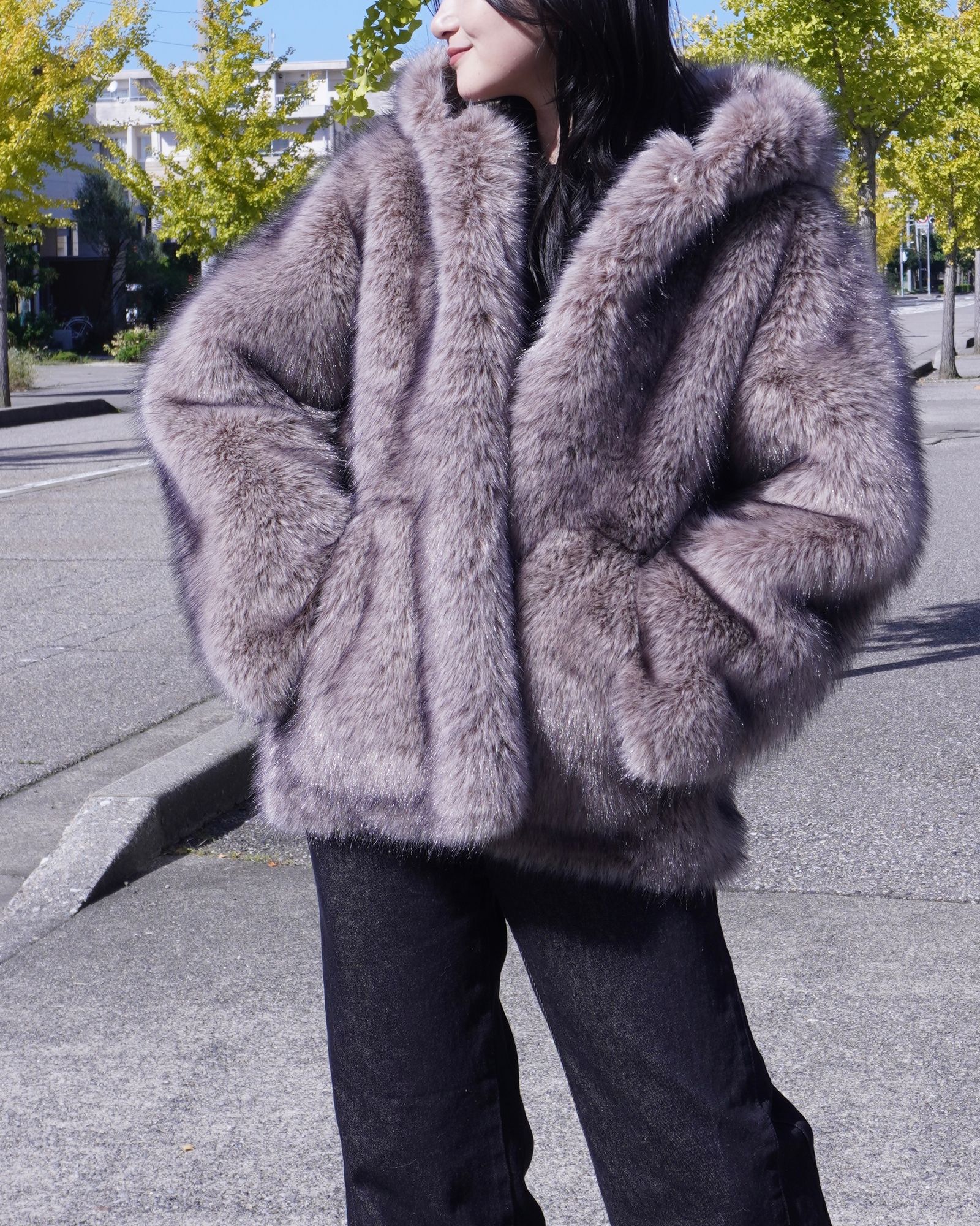 THINK FUR - Fox Like Fur Hoodie Coat / フォックスライクファー