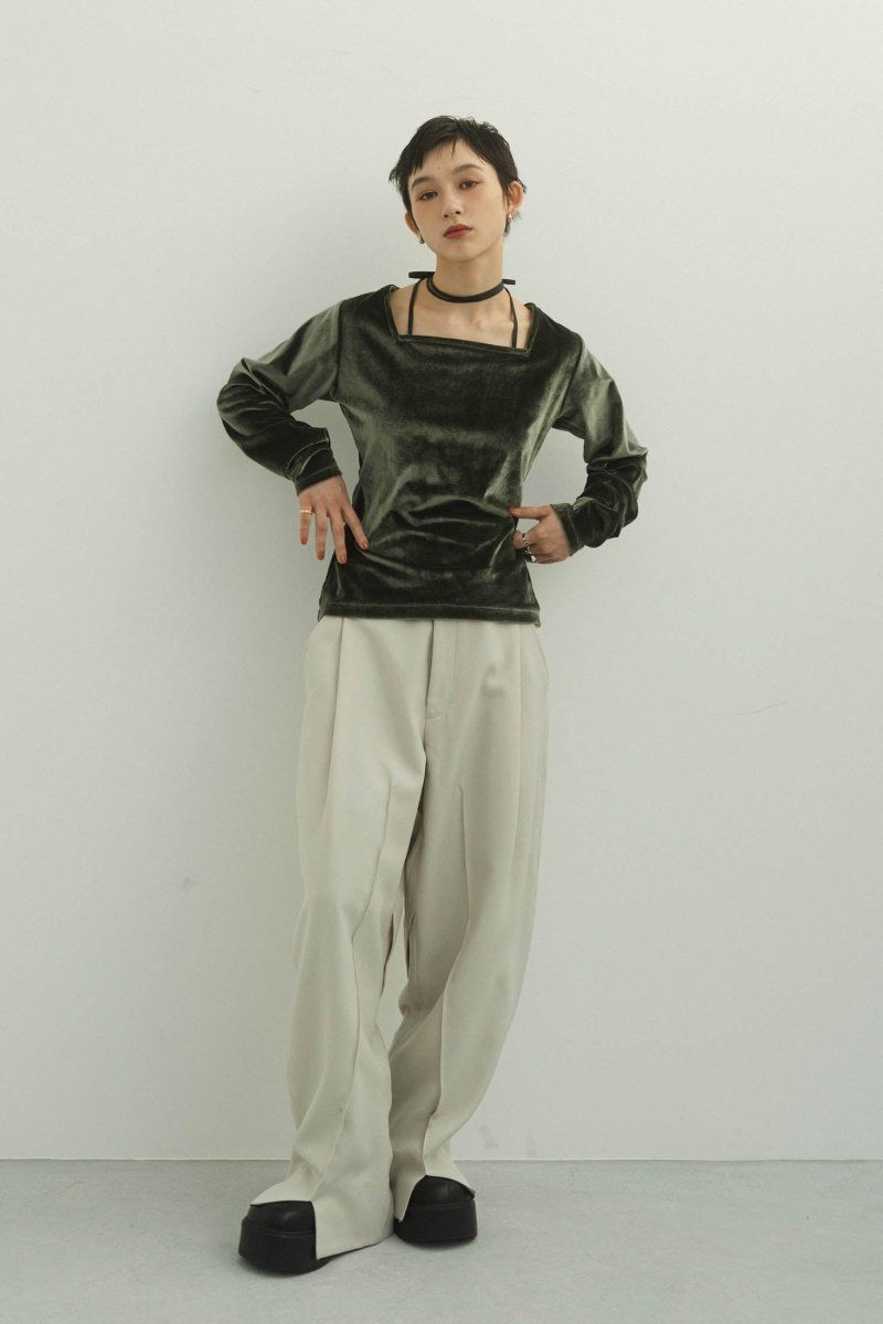 Knuth Marf - velours ribbon tops / ベロア リボントップス (グリーン