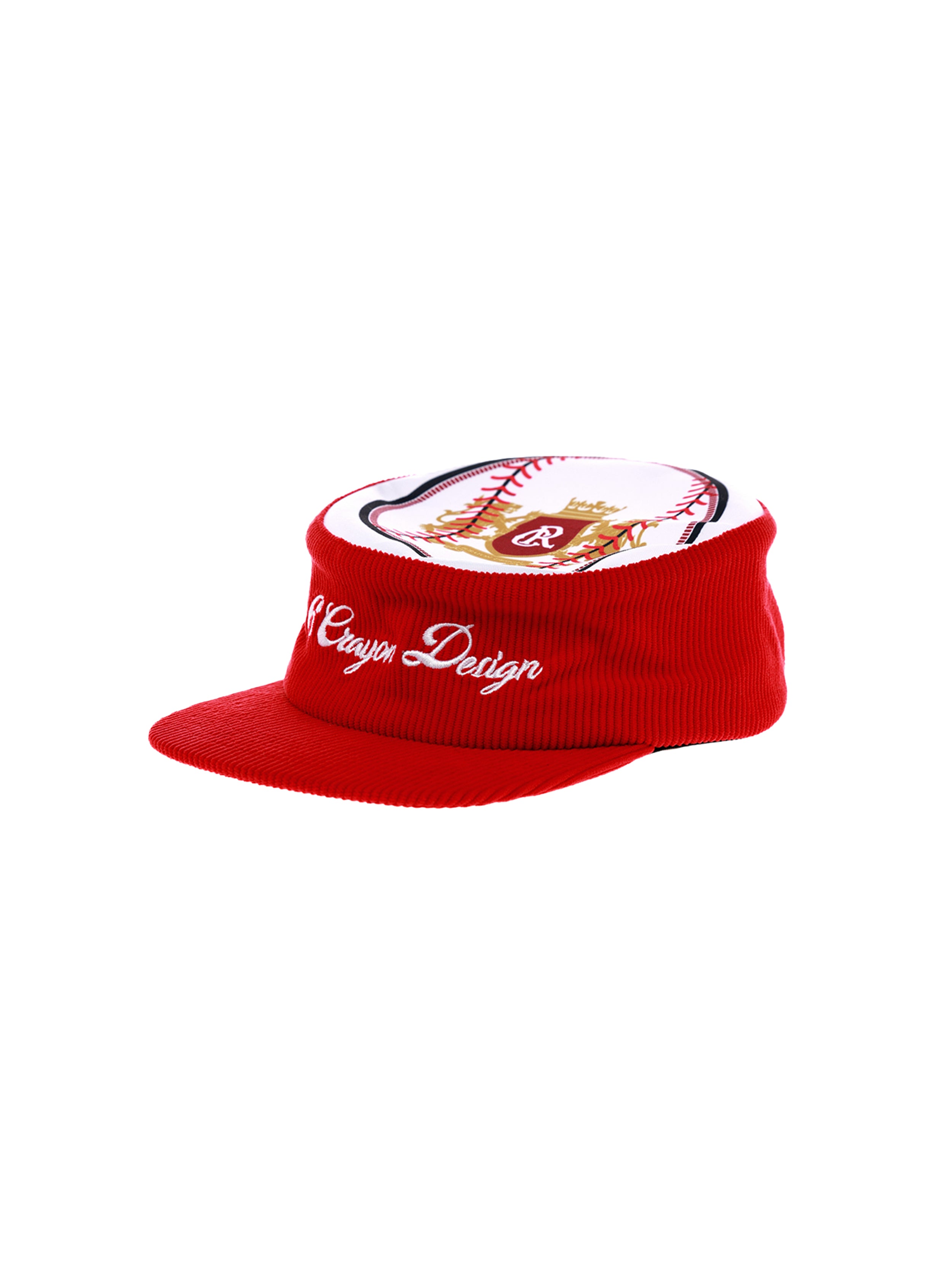 6CRAYON Flat Top Embroidered Corduroy Patchwork Baseball Cap