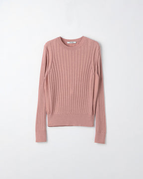 18Gワイドリブ エクストラファインメリノウール×シルク クルーネック