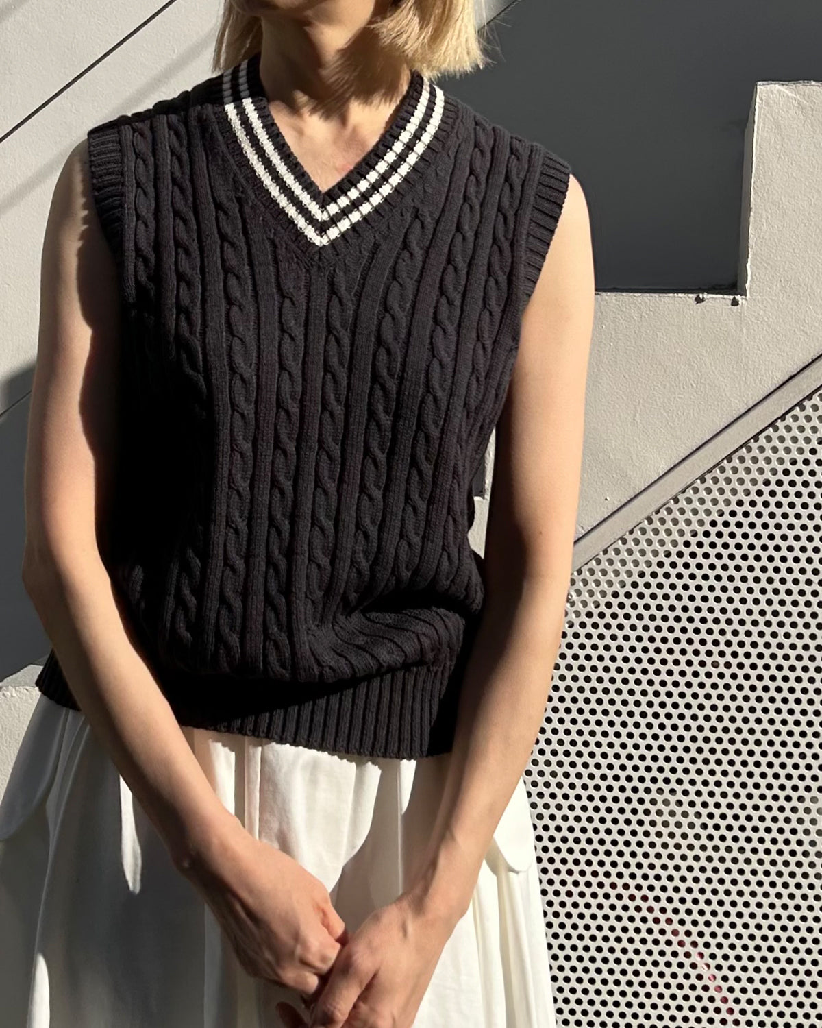 UNISEX】5Gチルデン コットン×ポリエステル Vネックベスト SL9S-834 OUTLET