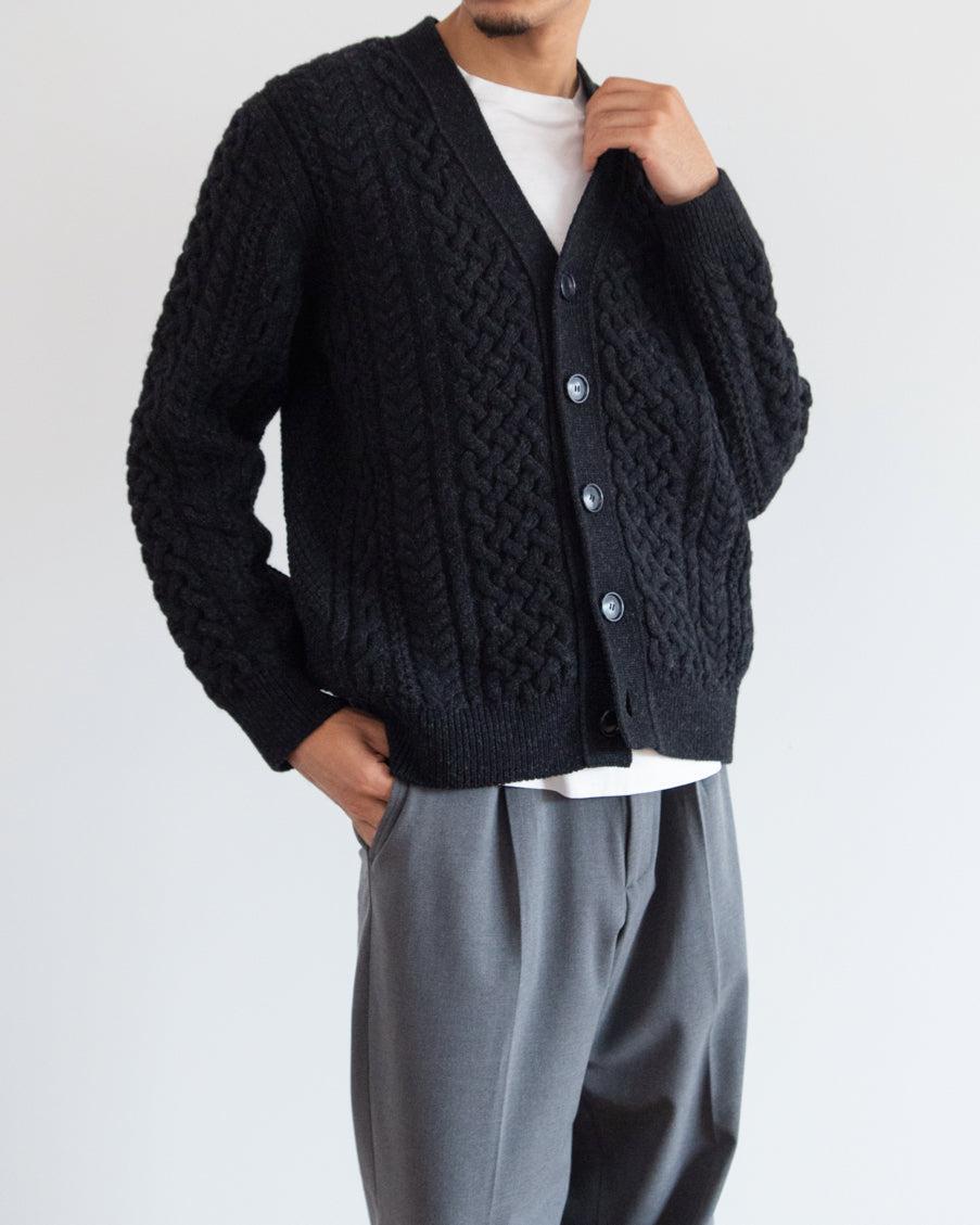 5Gアランカムバックウール Vネックカーディガン SL10W-956