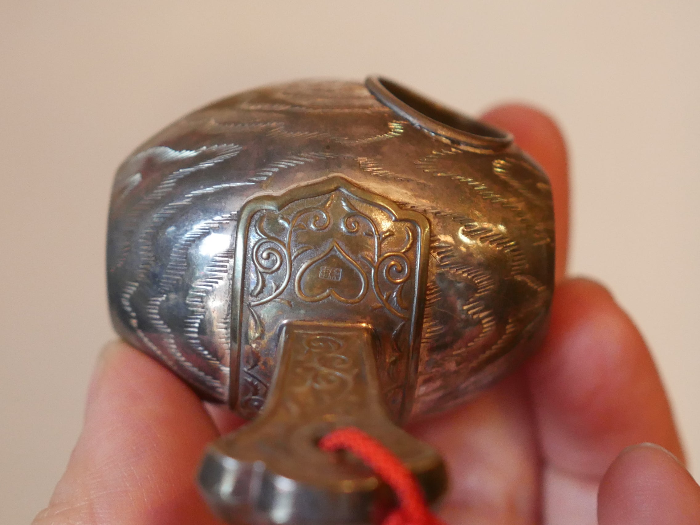 純銀製 【小槌型ボンボニエール/爪楊枝入れ】 戦前 東京銀座 松屋呉服