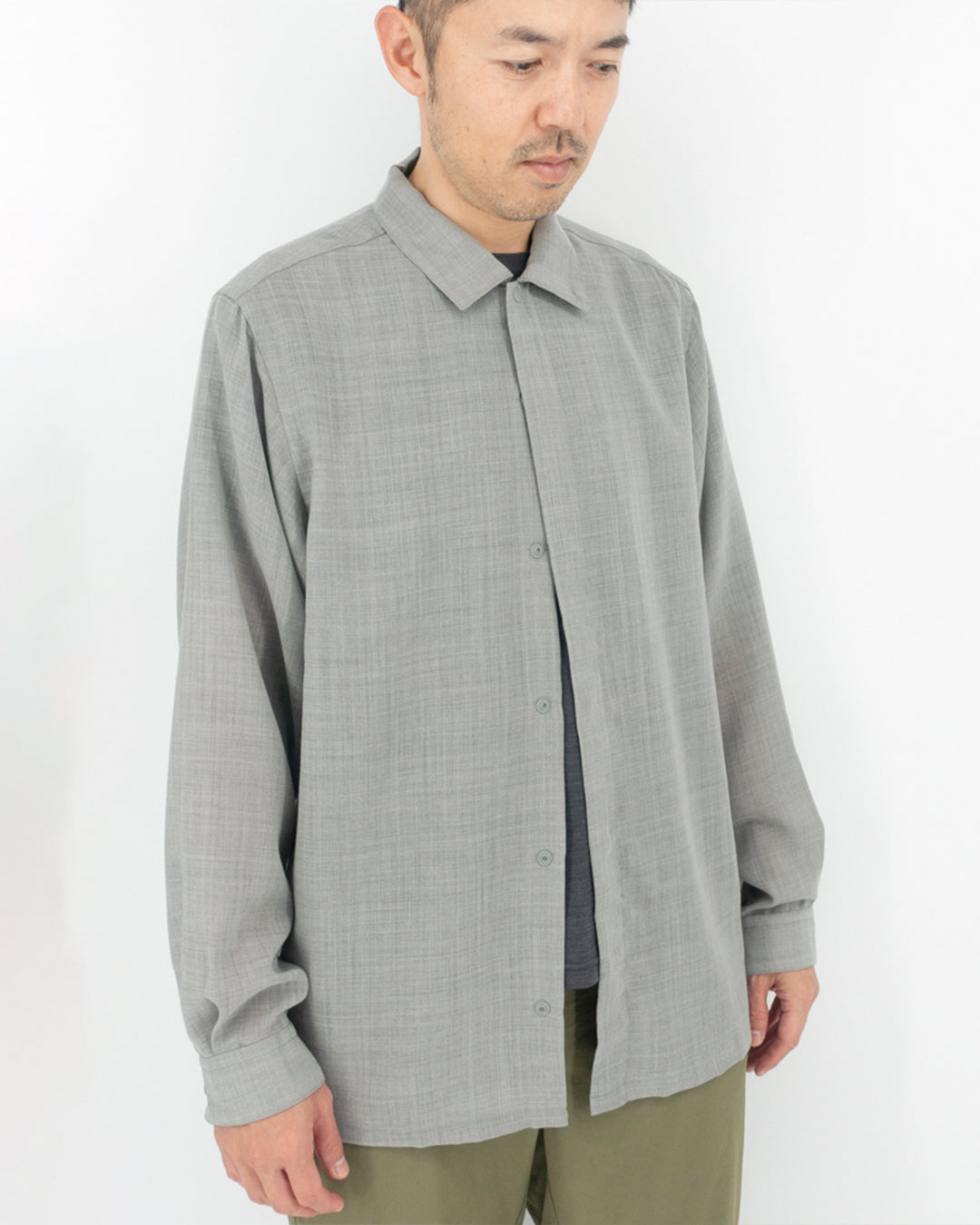 山旅×[sn] ウール フライフロント ロングスリーブ シャツ(ユニセックス