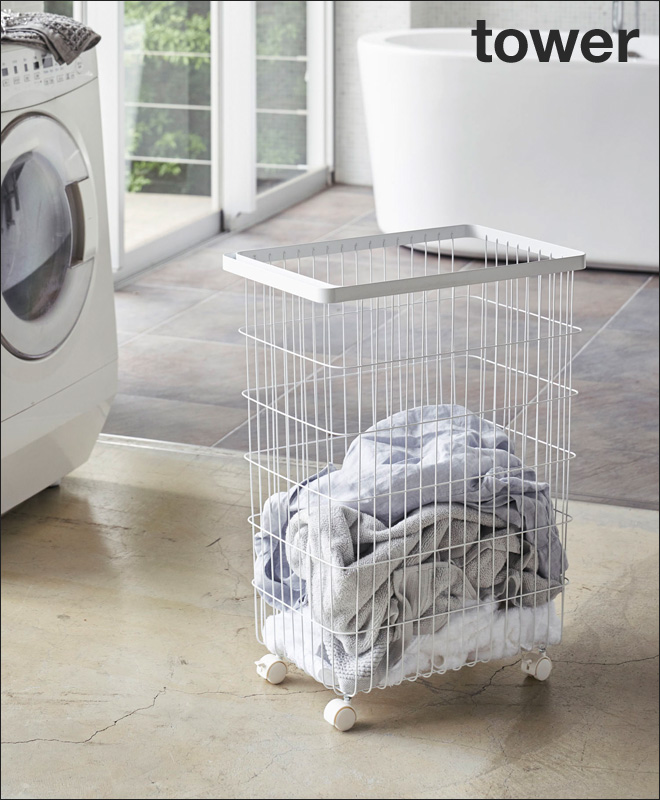 山崎実業 ランドリーバスケット ランドリーワゴン 洗濯かご 脱衣かご