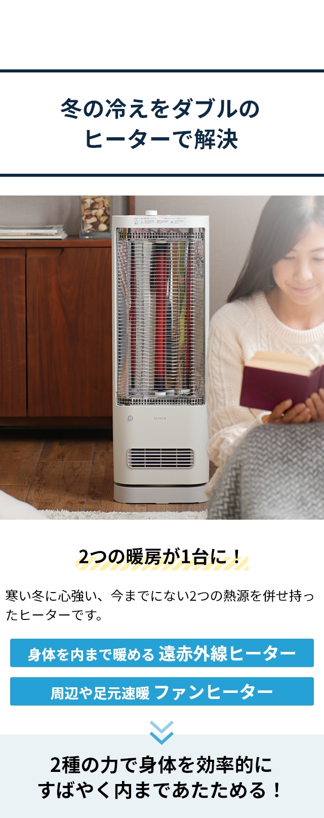 シロカ シーズヒーター 足元ファンヒーター付き 遠赤外線暖房機 SH