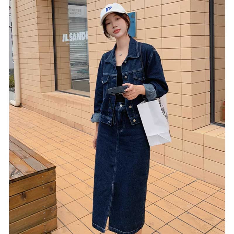 インディゴデニムセットアップ（青）春/秋 大人のカジュアルコーデ