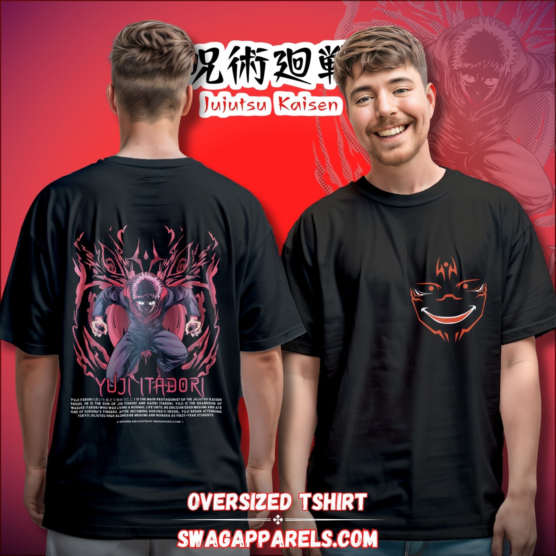 Yuji Itadori Jujutsu Kaisen Oversized Tshirt – Swag Apparels