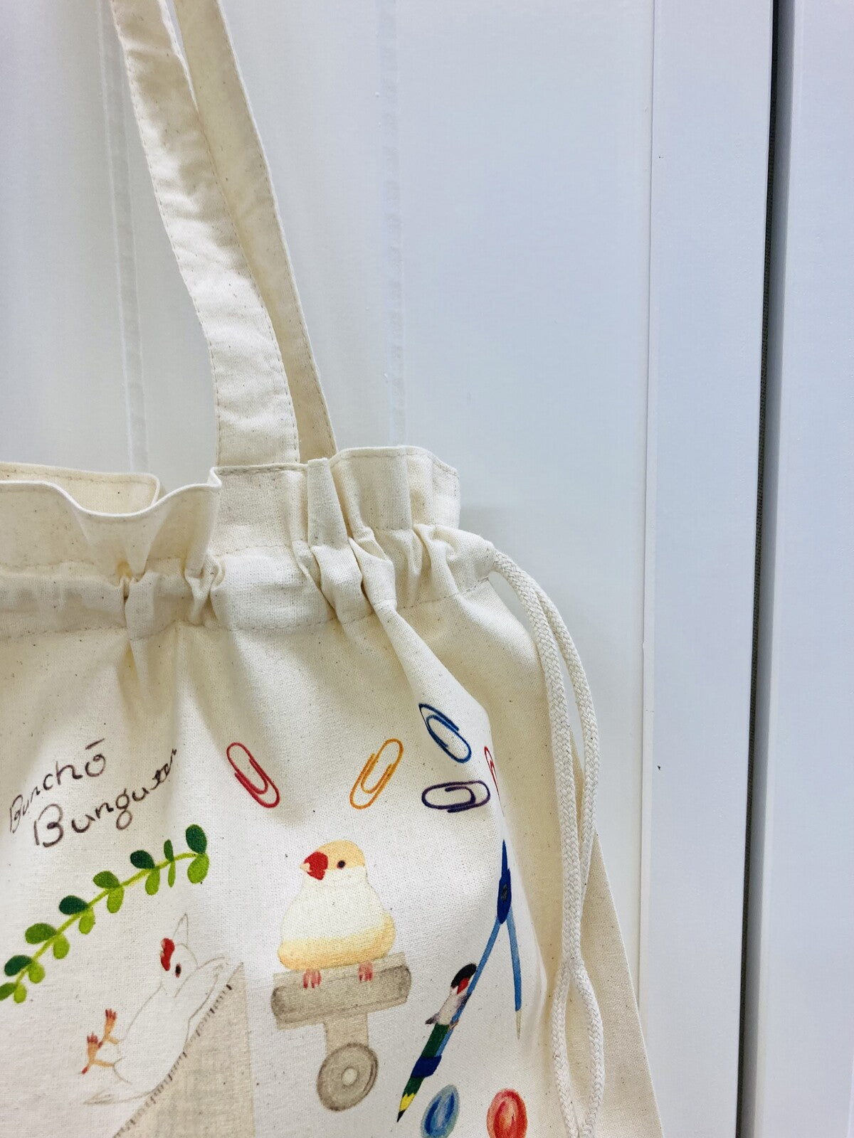 巾着トートバッグ エコバッグ 文鳥文具店 5オンス – 小鳥雑貨専門のお