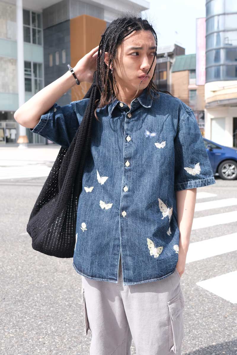 OUR LEGACY | BEYOND SHIRT SHORTSLEEVE / WESTEM BLUE BUTTERFLY 刺繍