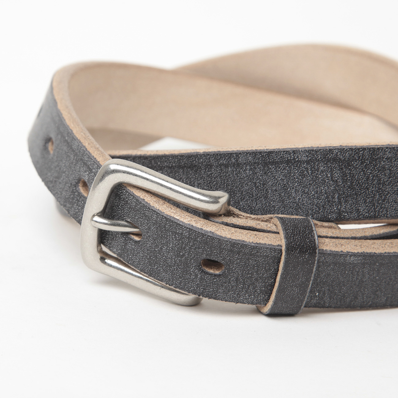 INTERIM / インテリム | 25mm OAK BARK LEATHER BELT - Black | 通販