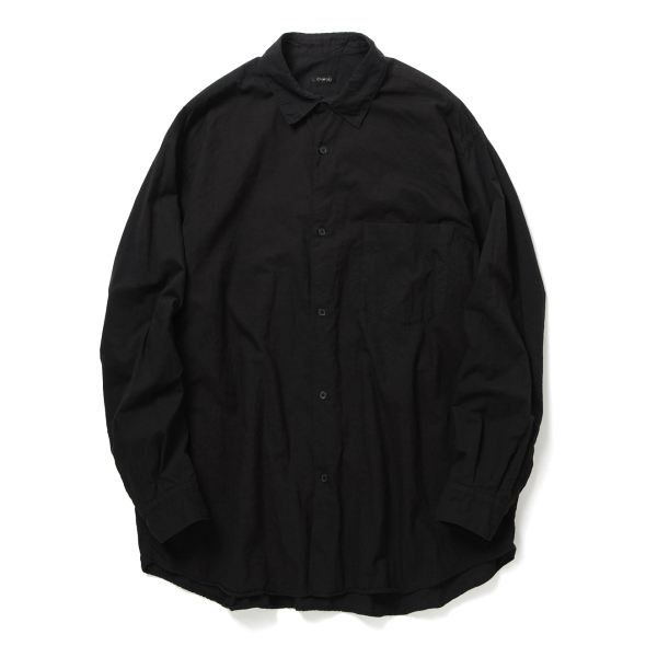 COMOLI / コモリ | KHADIコットンWレイヤー コモリシャツ - Black