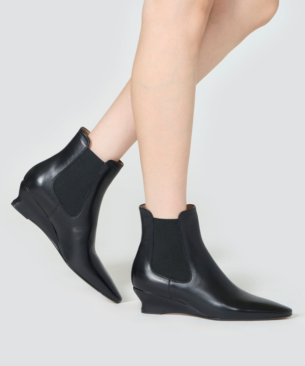 PELLICO | ウェッジソール ショートブーツ 4.0cm BLACK - アマン