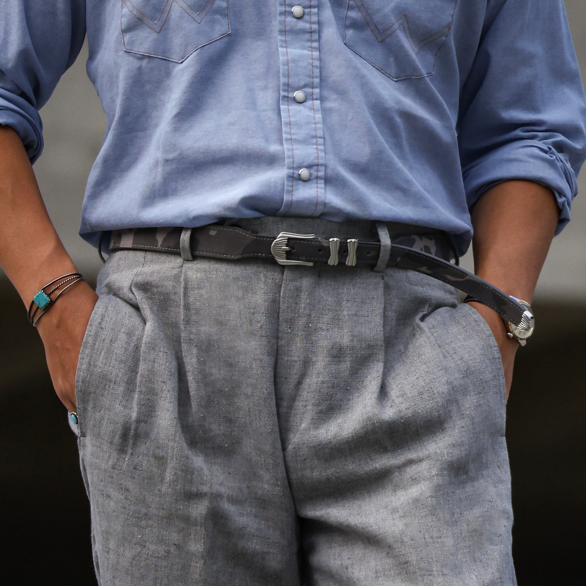 FATTORIA del CUOIO ベルト イタリア製 カモフラ×スエート レザー