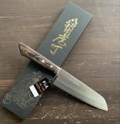 増谷刃物 訓平作 三徳包丁 VG10ステンレス 積層槌目（刻流）口金有