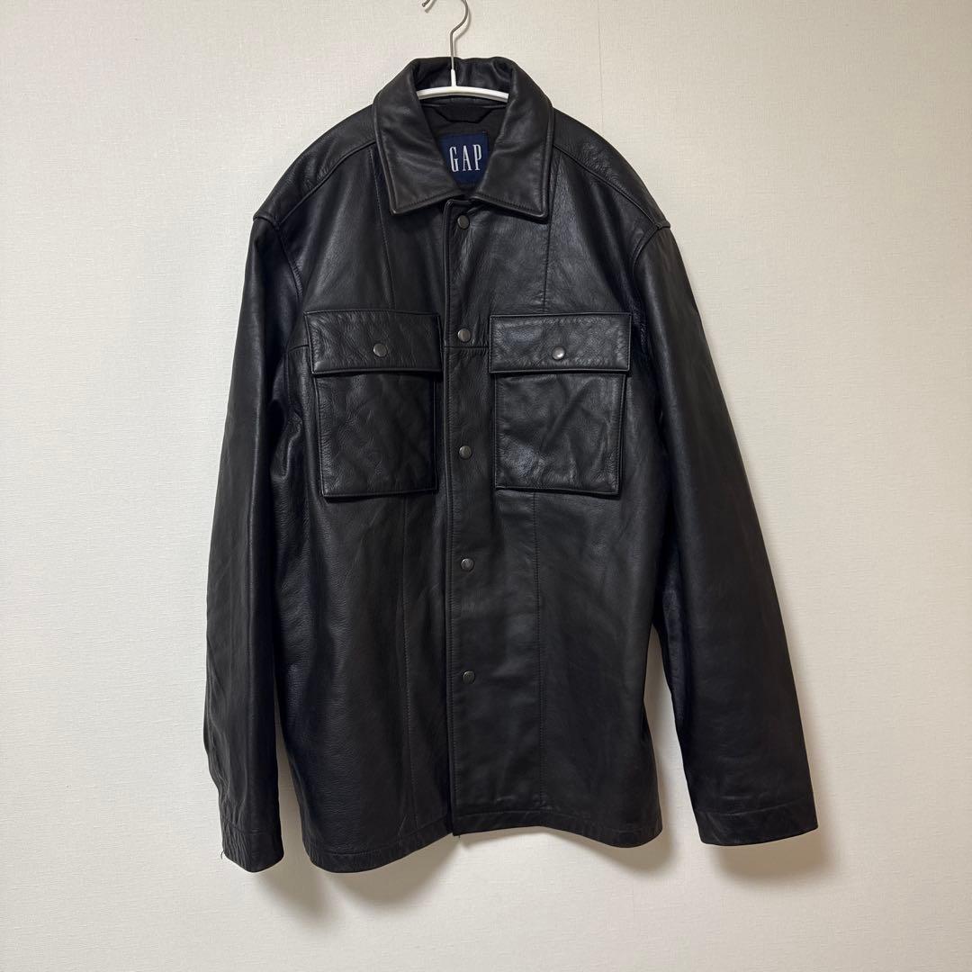 00s OLD GAP レザージャケットブラック M 牛革 野村訓一カーコート