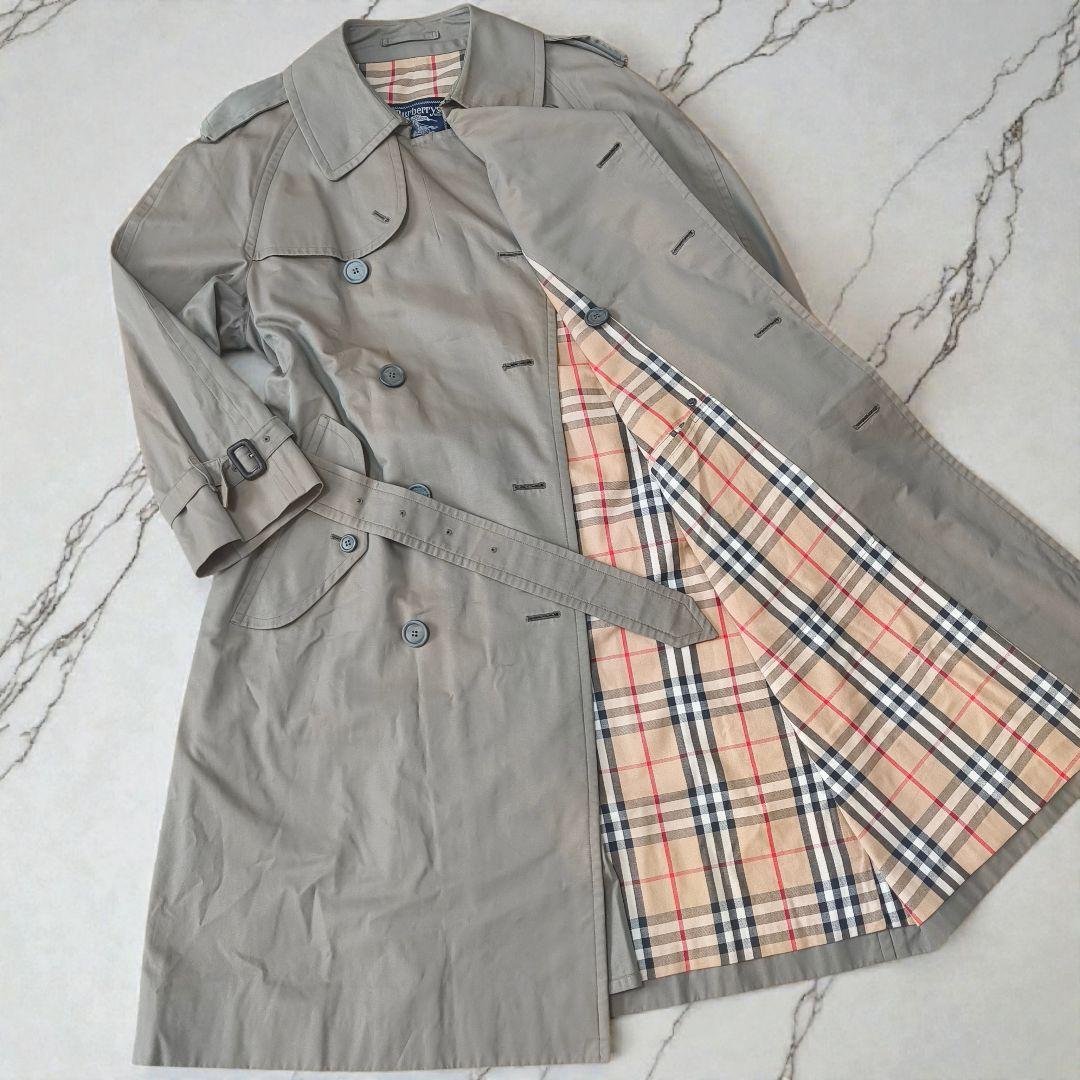 70年代バーバリー トレンチコート ダブル 玉虫色 ノバチェック ベルト