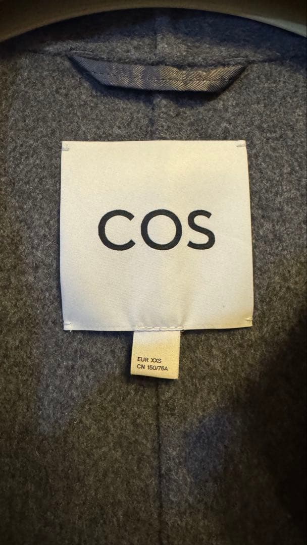 【完売】COS 2025ダブルフェイス ウール スカーフコートグレー XXS
