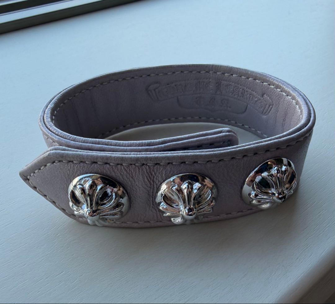 クロムハーツ　レザークロスボールブレスレット　ピンク 23a2a9cb80cb35b03febb1bf4d5af7