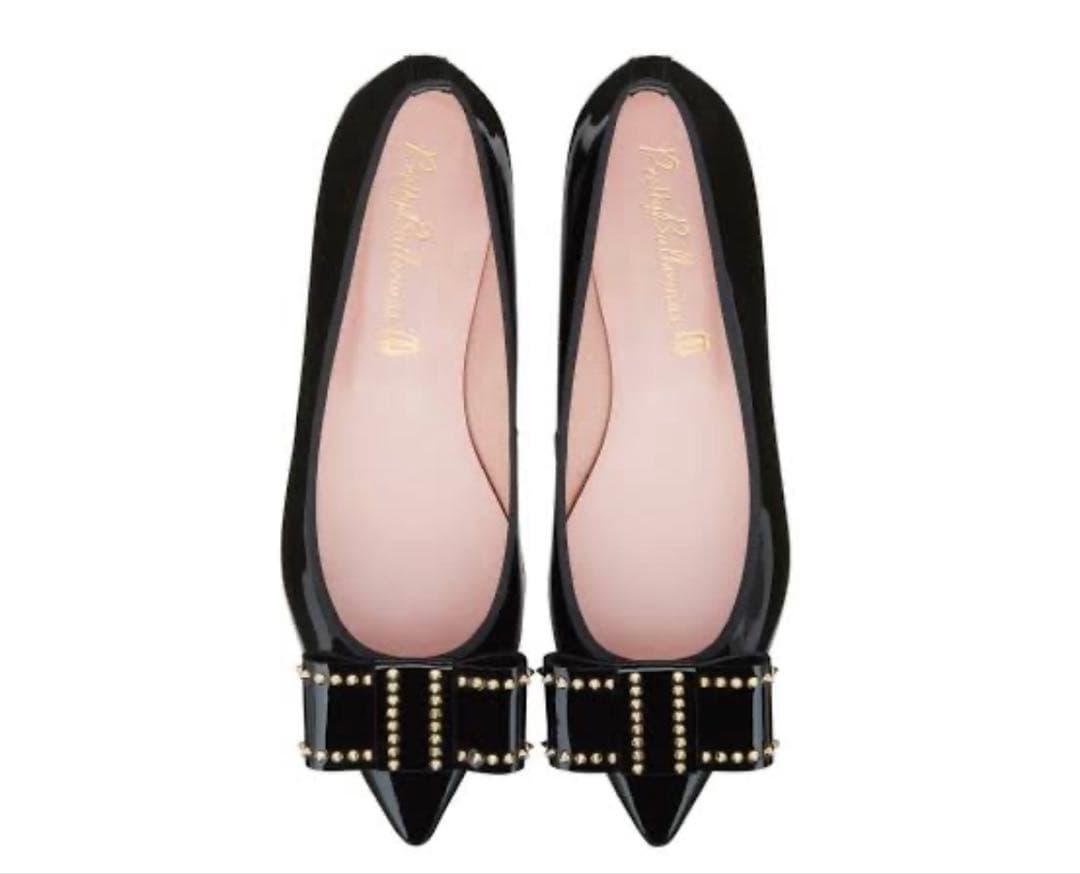 Pretty Ballerinas リボンスタッズバレエシューズ NICOLE suede rhinestone ribbon（ニコル スエード ラインストーン