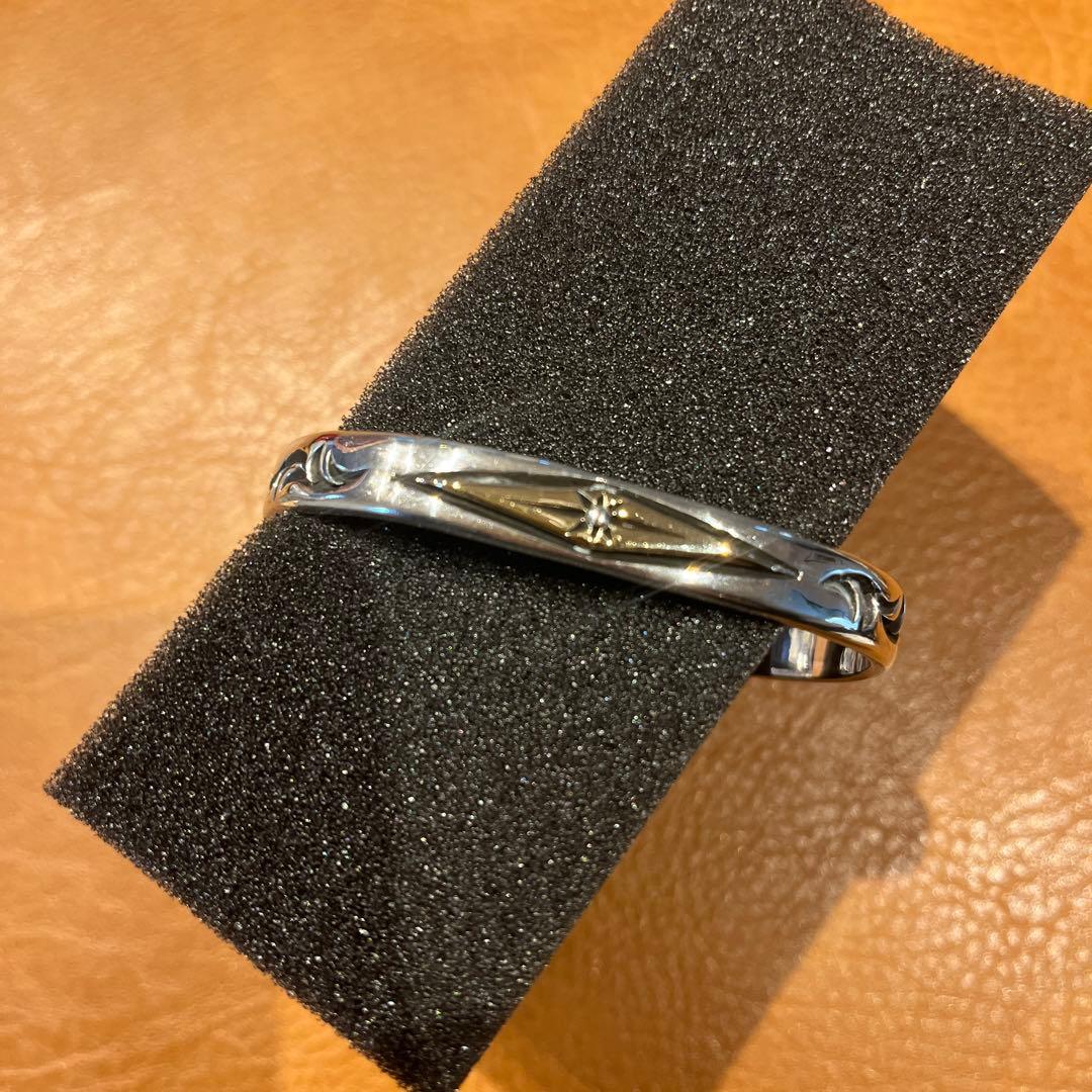 値下げ！美品 BIGHAND バングル ニューサン ワイド SV925 K18 アラベスク サンシンボル シルバー925 K18（18金）バングル｜K18