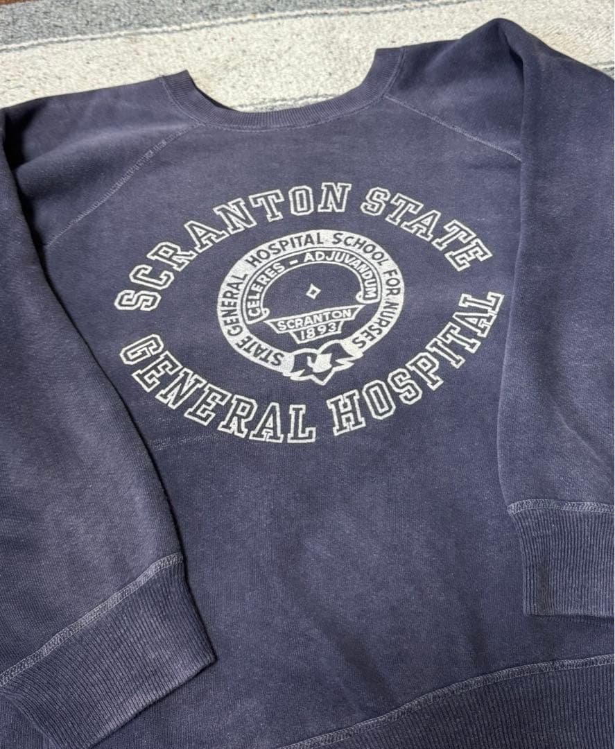 50s 60s 鬼フェード ビンテージスウェット サンフェード 茄子紺