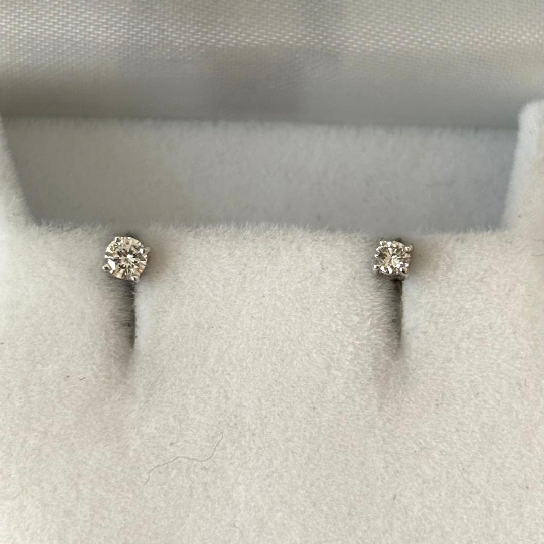 376【ポンテヴェキオ】Pt900 ダイヤモンド　0.10ct ピアス　片方