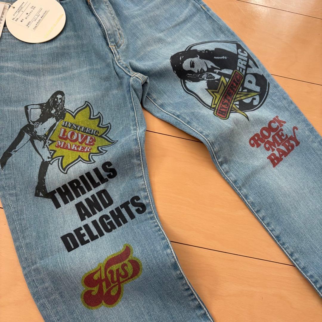 ヒステリックグラマー　Sサイズ　スキニーデニムパンツ　ジーパン　プリント　スパイ