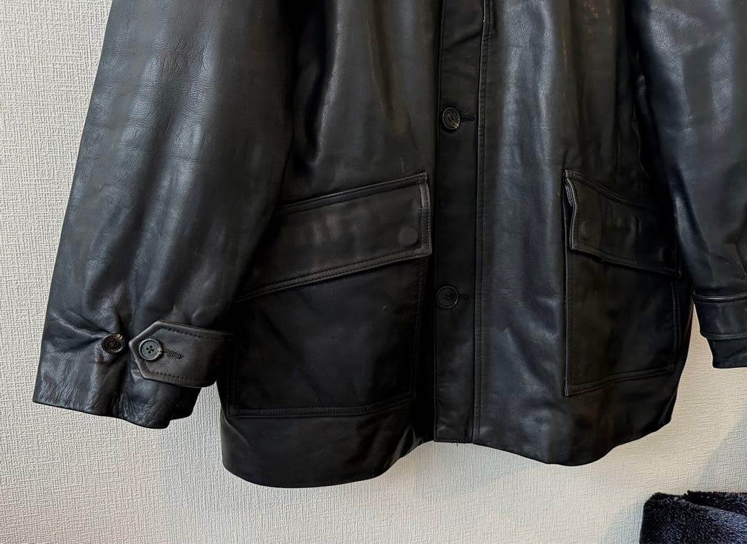 超スペシャル 90s ラルフローレン レザー カーコート XL ブラック