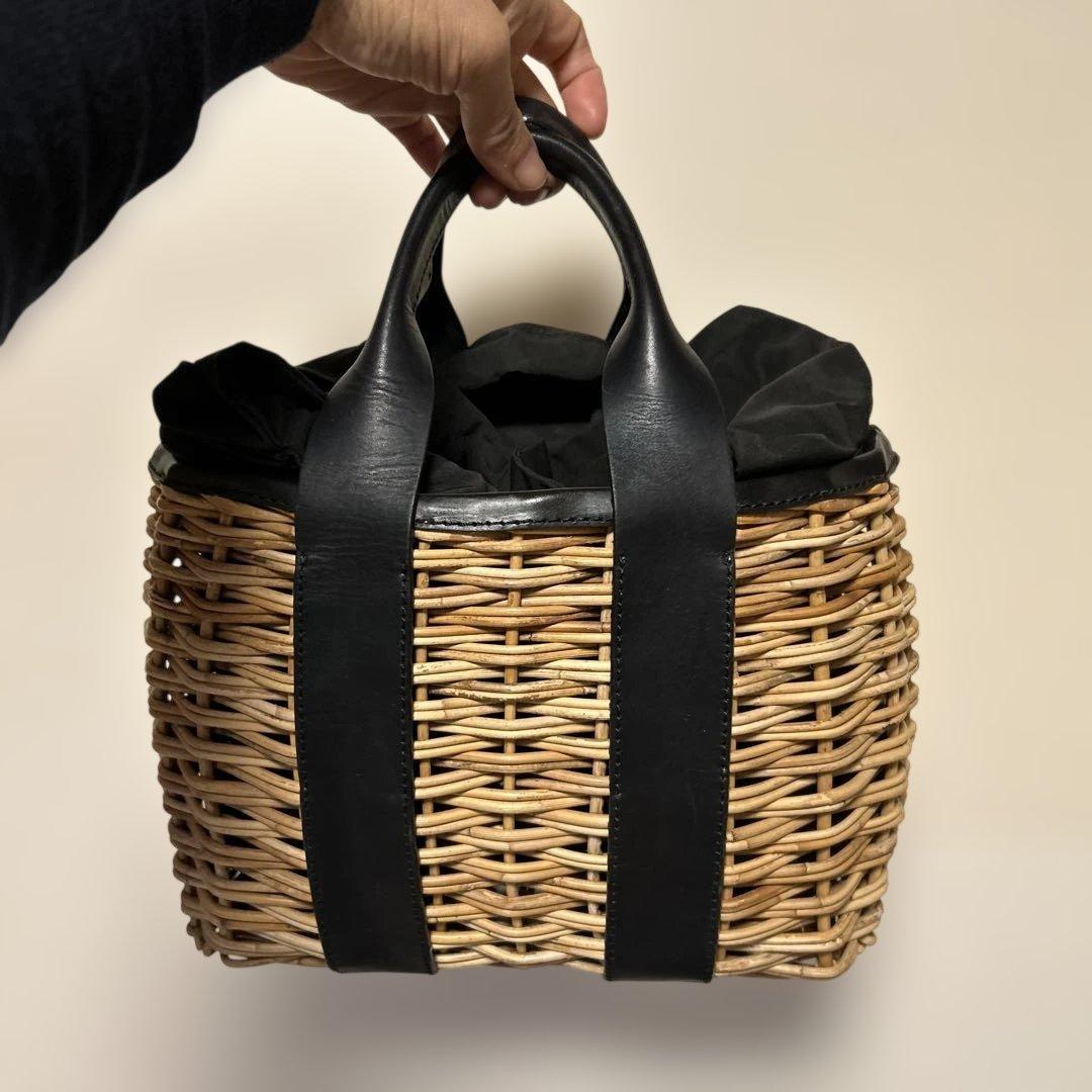 FleaStoreVegetal カゴバッグ レザー黒 巾着 美品 - メルカリ