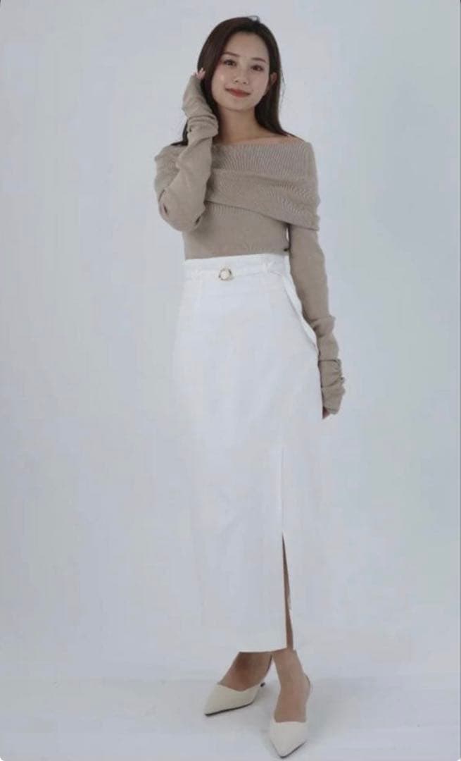 新品】polaura ボリュームオフショルダーラメニット beige タグ付き