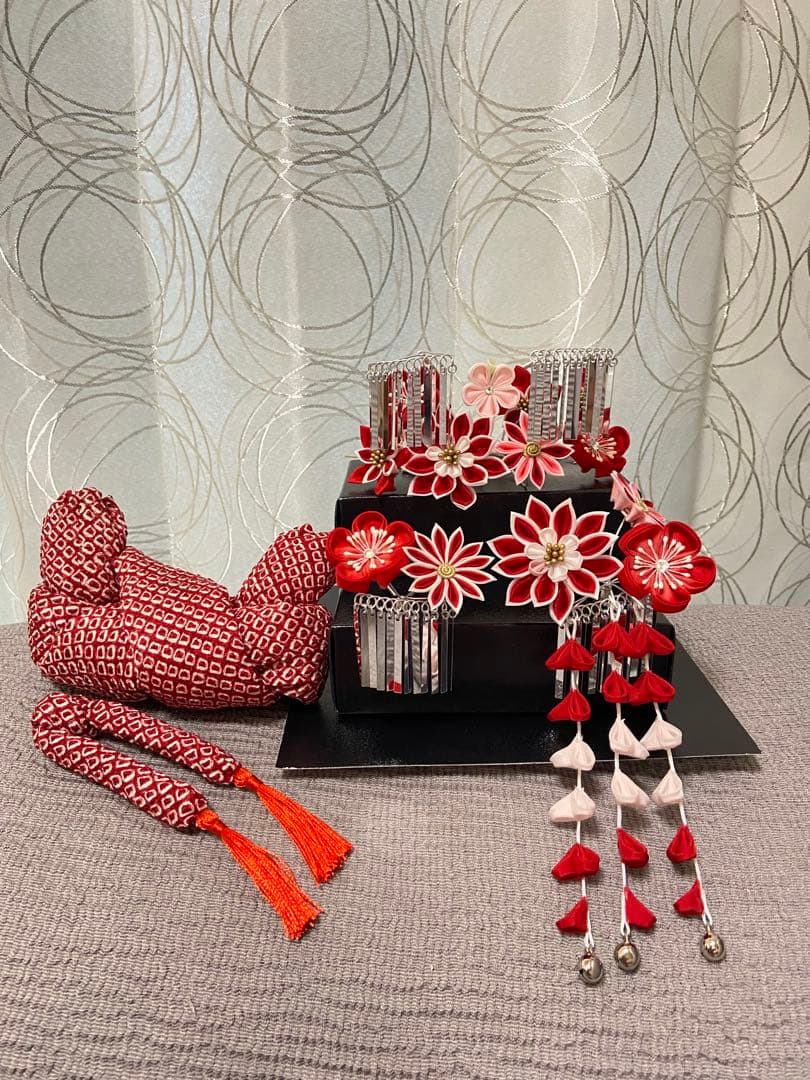 【極美品】七五三髪飾り つまみ細工髪飾り勝山3点&かのこ・ちんころ2点セット 481-320yth.jpg