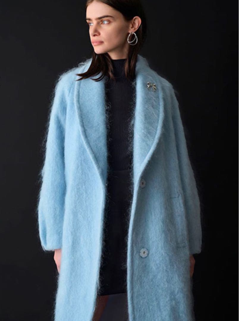 SNIDEL スナイデル シャギーロングコート ブルー - メルカリ