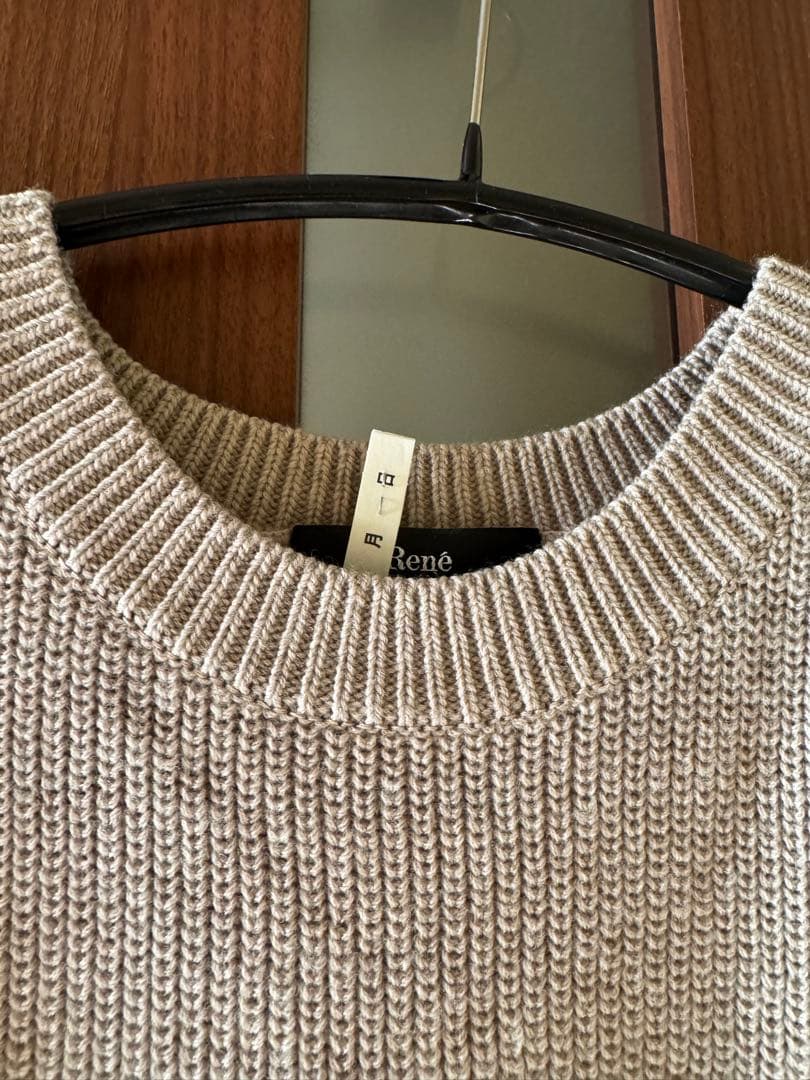 René リボンニット　ベージュ　2023AW サイズ36 ウール100%