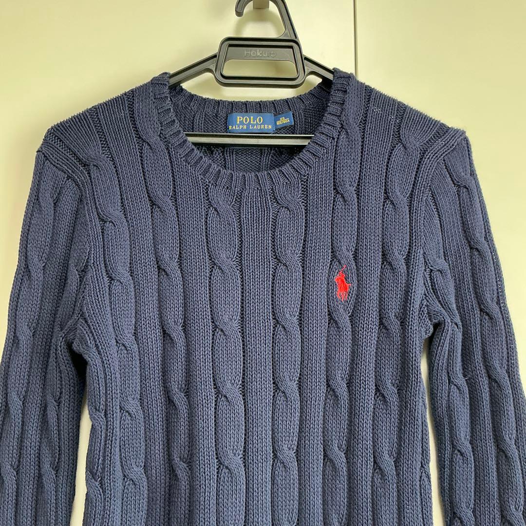 ポロラルフローレン ケーブルニット ネイビー ピマコットン XS - メルカリ